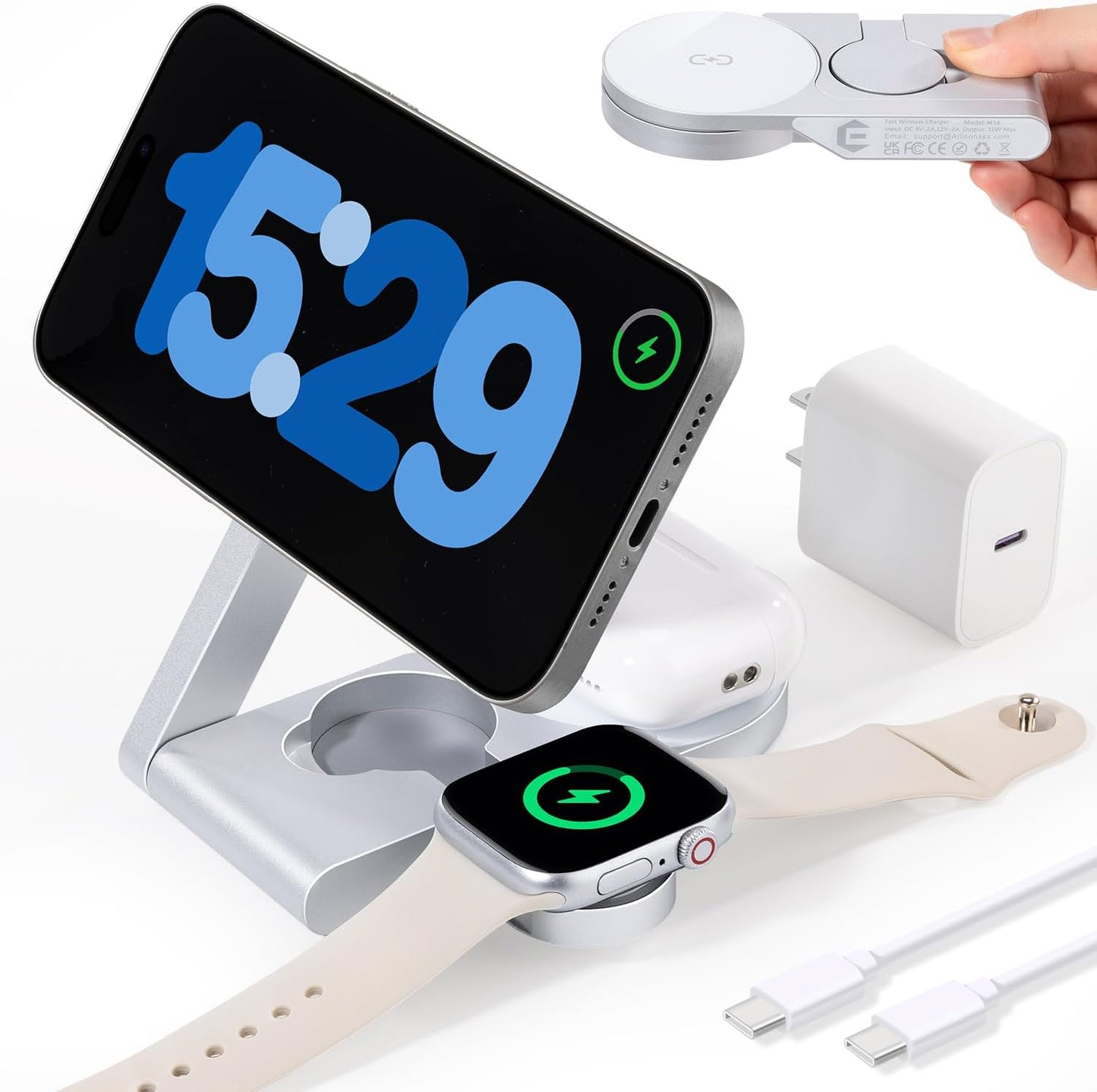 Vincere Foldable 3-in-1 Magnetic Charger